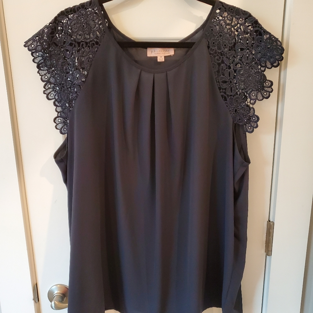 Philosophy 3X Navy Blouse